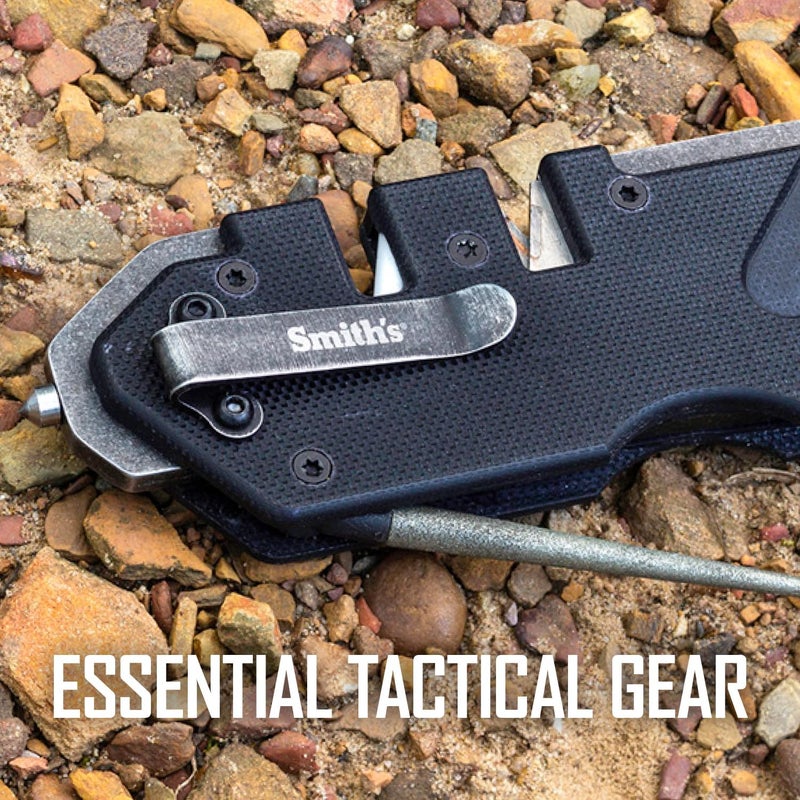 Smiths Smith’s Pocket Pal Tactical Knife Sharpener - 2 Stage Sharpener & Diamond Sharpening Rod - Pocket Clip - Outdoor Hunting Knife & Hook Sharpener - Compact & Lightweight - Image 2